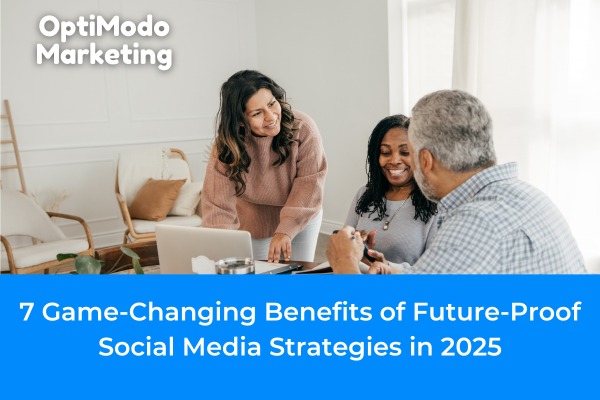 Future-proof social media strategies infographic explaining key components like engagement, analytics, and paid ads.